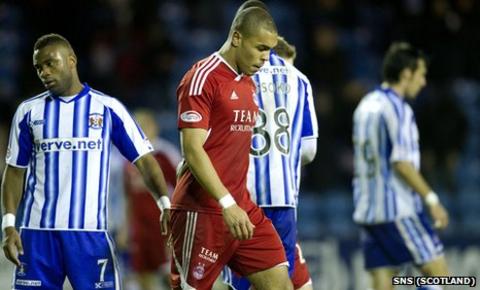 Aberdeen's Josh Magennis cuts a dejected figure at Rugby Park