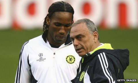 Didier Drogba and Avram Grant