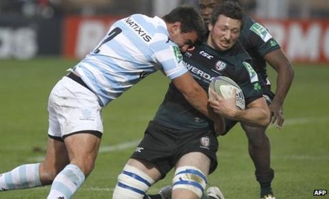 London Irish flanker Declan Danaher holds onto the ball against Racing Metro