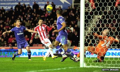 Matthew Etherington doubles Stoke's lead against Tottenham