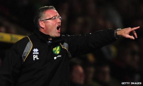 Norwich City manager Paul Lambert