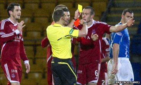 Andrew Considine is sent off