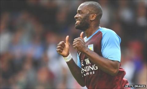 Aston Villa's Darren Bent missed Sunday's game with Liverpool with a thigh injury
