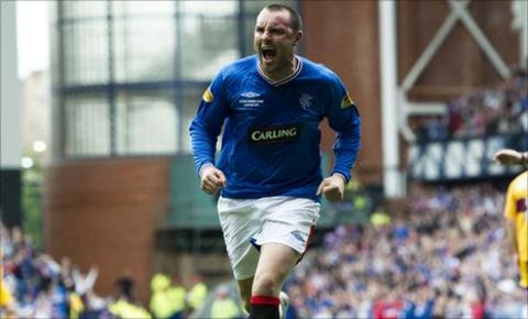 Kris Boyd celebrates with Rangers