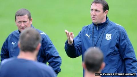 Cardiff City manager Malky Mackay (right)