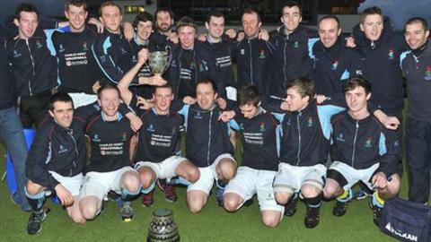 Lisnagarvey celebrate their Kirk Cup triumph on Monday