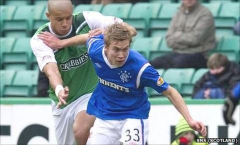 Thomas Bendiksen in action at Easter Road