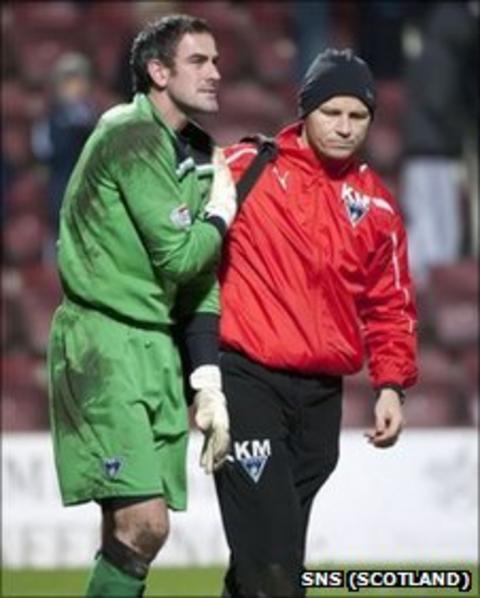 Paul Gallacher goes off injured