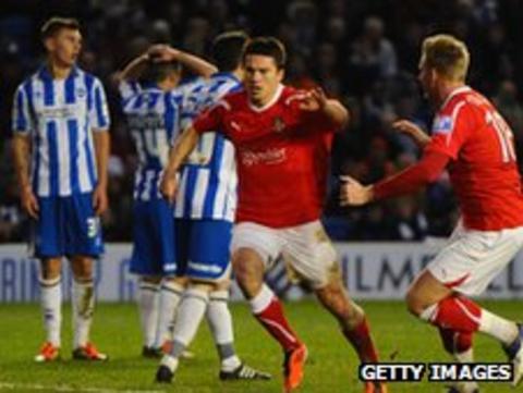 Wrexham equalise in their FA Cup third round tie against Brighton