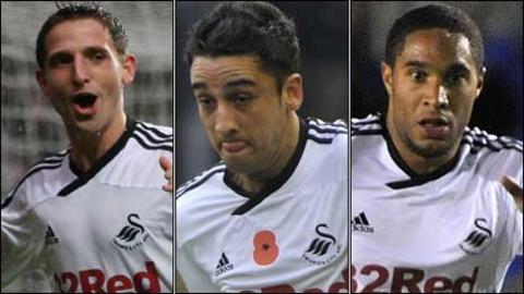 Joe Allen, Neil Taylor and Ashley Williams