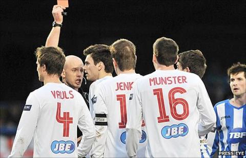 Ballymena captain Michael Surgenor was sent-off in the match against Coleraine