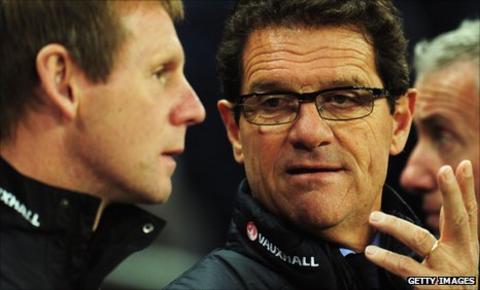 Stuart Pearce and England manager Fabio Capello
