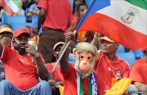 Fans inside the Estadio de Bata