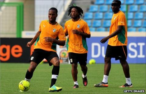 Didier Drogba, Jaen-Jacques Gosso Gosso and Sol Bamba