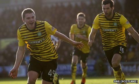 James Forrest (left) celebrates