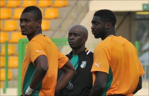 Ivorians Salomon Kalou, Francois Zahoui and Kolo Toure