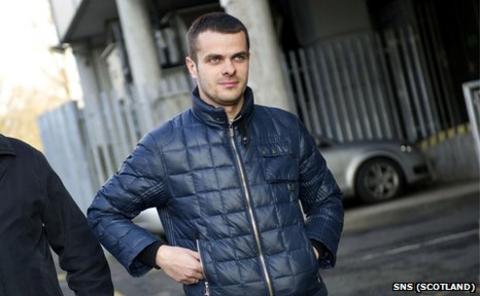 Pawel Brozek leaves Ross Hall after having his Celtic medical