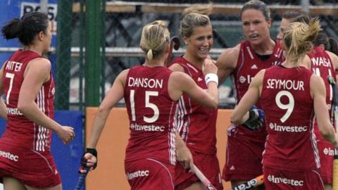 Great Britain celebrate their 3-1 win over China