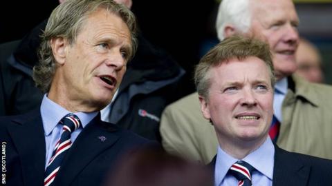 Former Rangers chairman Alastair Johnston in conversation with Craig Whyte