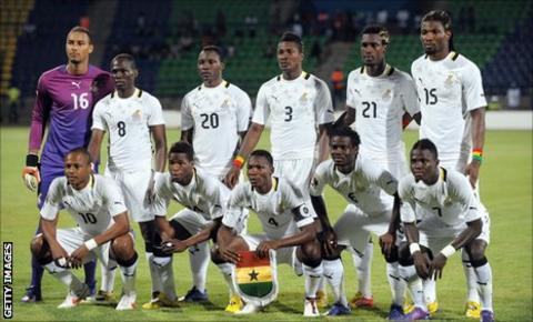 Ghana's Black Stars line up to play Guinea in their final Group D game of the 2012 Africa Cup of Nations
