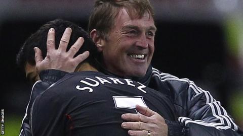 Kenny Dalglish hugs Luis Suarez