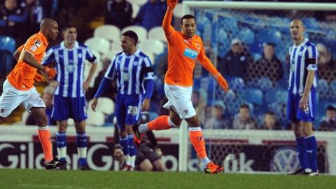 Matt Phillips celebrates Blackpool's opener