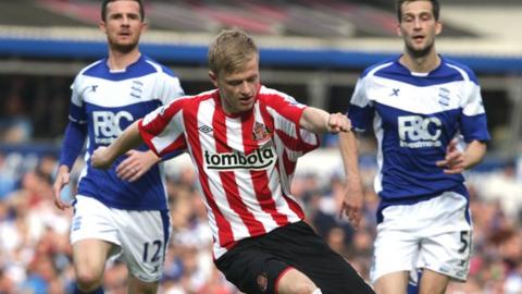 Ryan Noble (centre) in action for Sunderland against Birmingham
