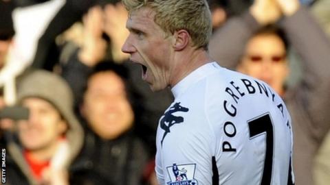 Pavel Pogrebnyak celebrates scoring for Fulham against Stoke