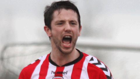 Rory Patterson celebrates after scoring against the Whites