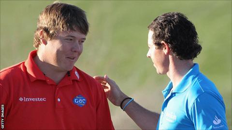 George Coetzee was beaten by two holes by Rory McIlroy