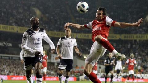 Robin van Persie in action against Spurs