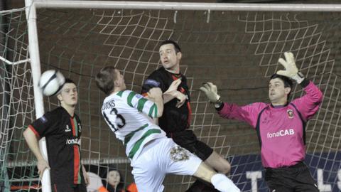 Donegal Celtic go close during the Suffolk Road game against Glentoran