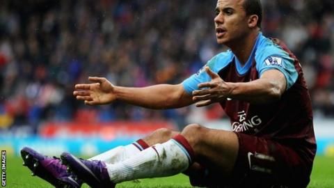Aston Villa striker Gabriel Agbonlahor during the Premier League match with Blackburn Rovers on 3 March 2012