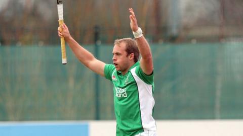 Timmy Cockram celebrates after netting against Ukraine at UCD