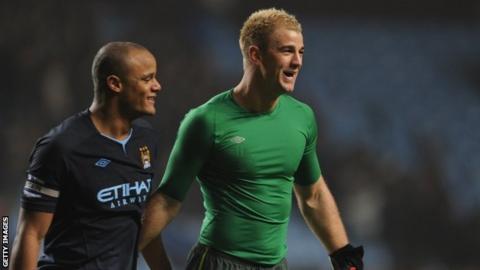 Manchester City defender Vincent Kompany and goalkeeper Joe Hart