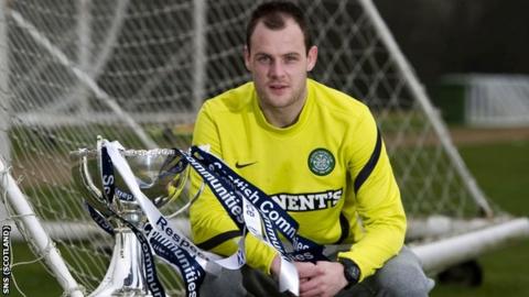 Celtic striker Anthony Stokes with the Scottish Communities League Cup