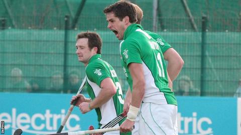 John Jermyn celebrates after equalising for Ireland on Saturday