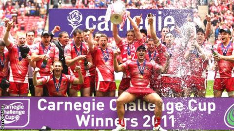Wigan celebrate their 2011 Challenge Cup triumph