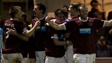 Hearts players celebrating