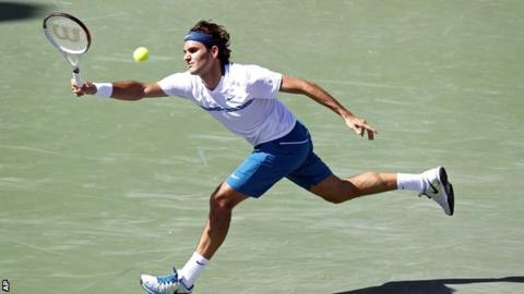 Roger Federer in action against Harrison