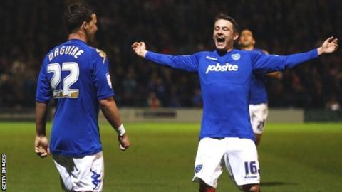 Portsmouth's Chris Maguire (left) and Scott Allan.