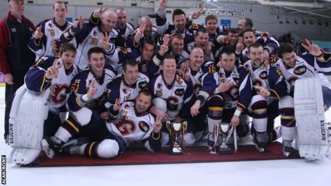 The Guildford Flames celebrate their League and Cup double