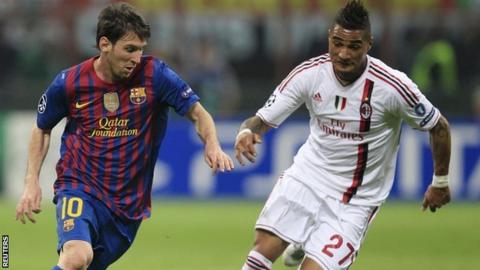 Lionel Messi and Kevin Prince Boateng