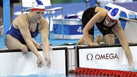 Paralympic swimmers Charlotte Henshaw and Liz Johnson