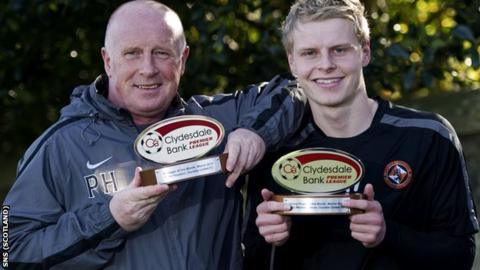 Dundee United manager Peter Houston and winger Gary Mackay-Steven
