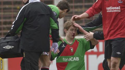 David Howland was injured in Glentoran's defeat by Crusaders on Saturday
