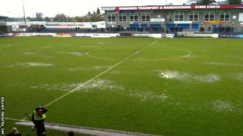 Waterlogged pitch at Telford
