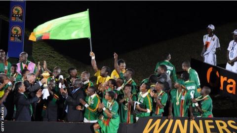 Zambia celebrating winning the 2012 Africa Cup of Nations