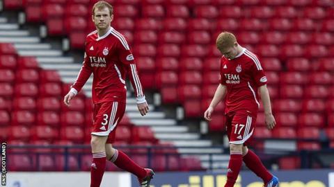 Aberdeen troop off Hampden Park after their defeat by Hibs