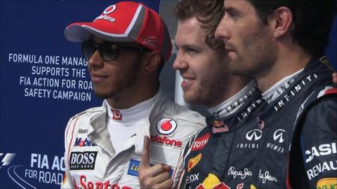 Lewis Hamilton, Sebastian Vettel and Mark Webber